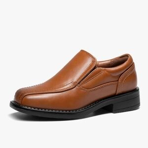 Boy's Slip-On Dress Loafers in Cognac Brown